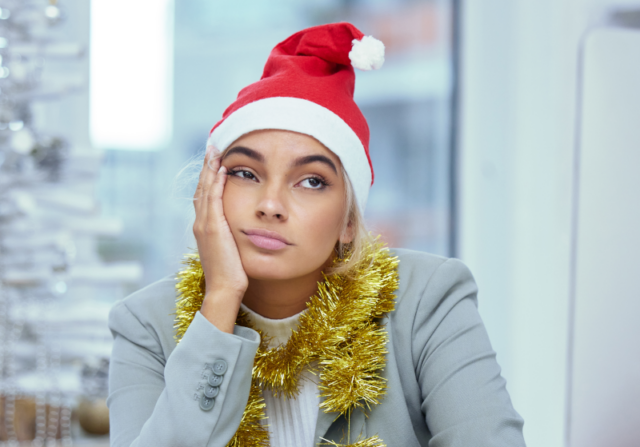 An employee with holiday burnout.